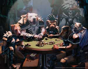 Rifts Dog Boys Playing Poker Signed Print